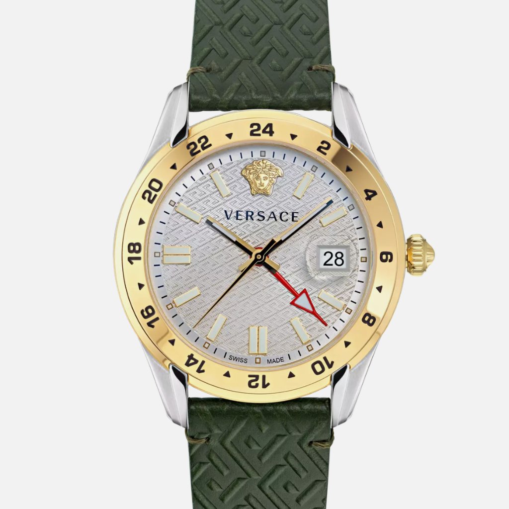 Versace Green Mens Analogue Watch Time Gmt Versace Green Mens Analogue Watch Time Gmt